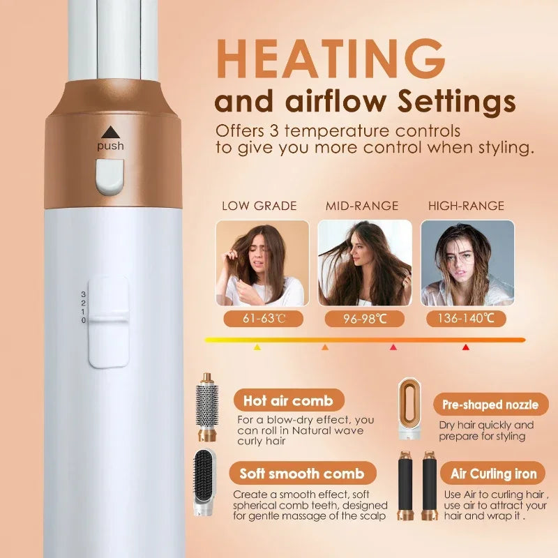 New Hair Dryer Multi Hair Styler 5 in1 Curling Iron Hair Straightener With Hair Brush Hairdryer For Hair Dryer Hair Multi Styler